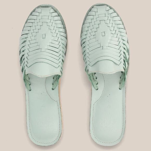 Espiritu Mint Huarache Mule Leather Woven Slip On Sandals Size 10 Boho Comfort - Picture 1 of 12